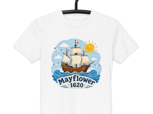 Børne t-shirt i økologisk bomuld - Mayflower 1620