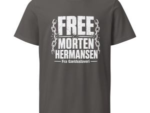 FREE MORTEN HERMANSEN FRA GÆLDSSLAVERI - T-shirt med korte ærmer Unisex-T-shirt i økologisk bomuld med mellemlang ærme