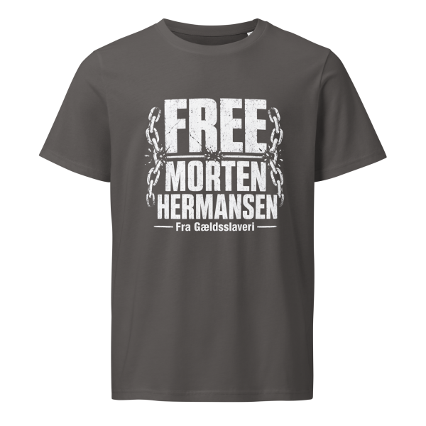 FREE MORTEN HERMANSEN FRA GÆLDSSLAVERI - T-shirt med korte ærmer Unisex-T-shirt i økologisk bomuld med mellemlang ærme